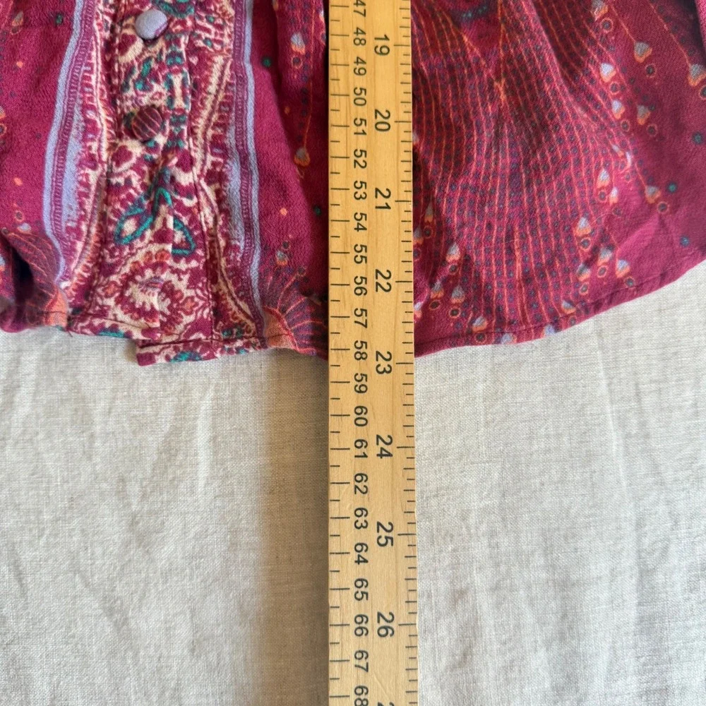 Free People Peplum Top Womens S Burgundy Paisley Sleeveless Boho V-Neck